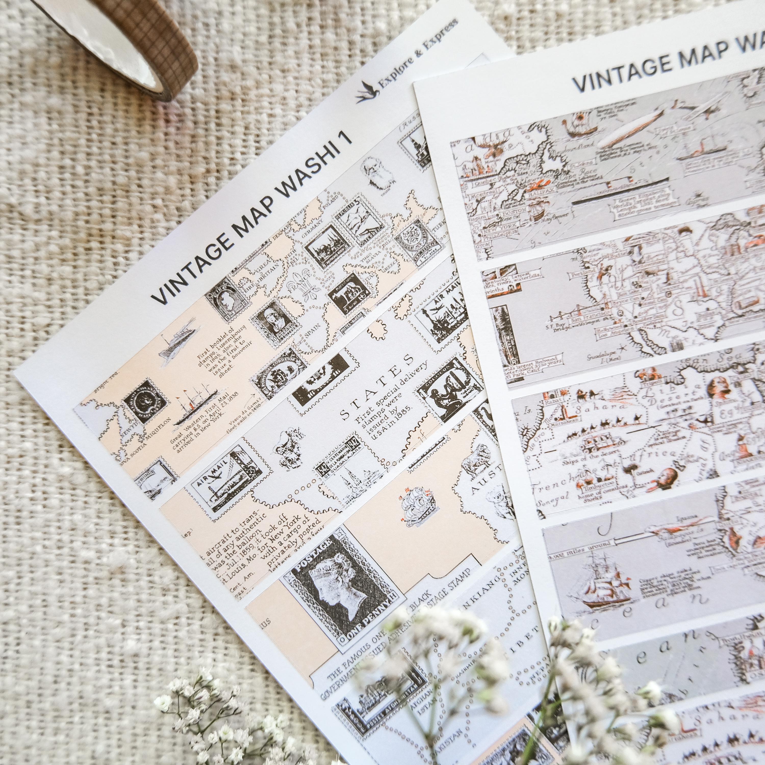 Vintage Map Washi Strips – Map Washi Stickers, Ephemera for Junk ...