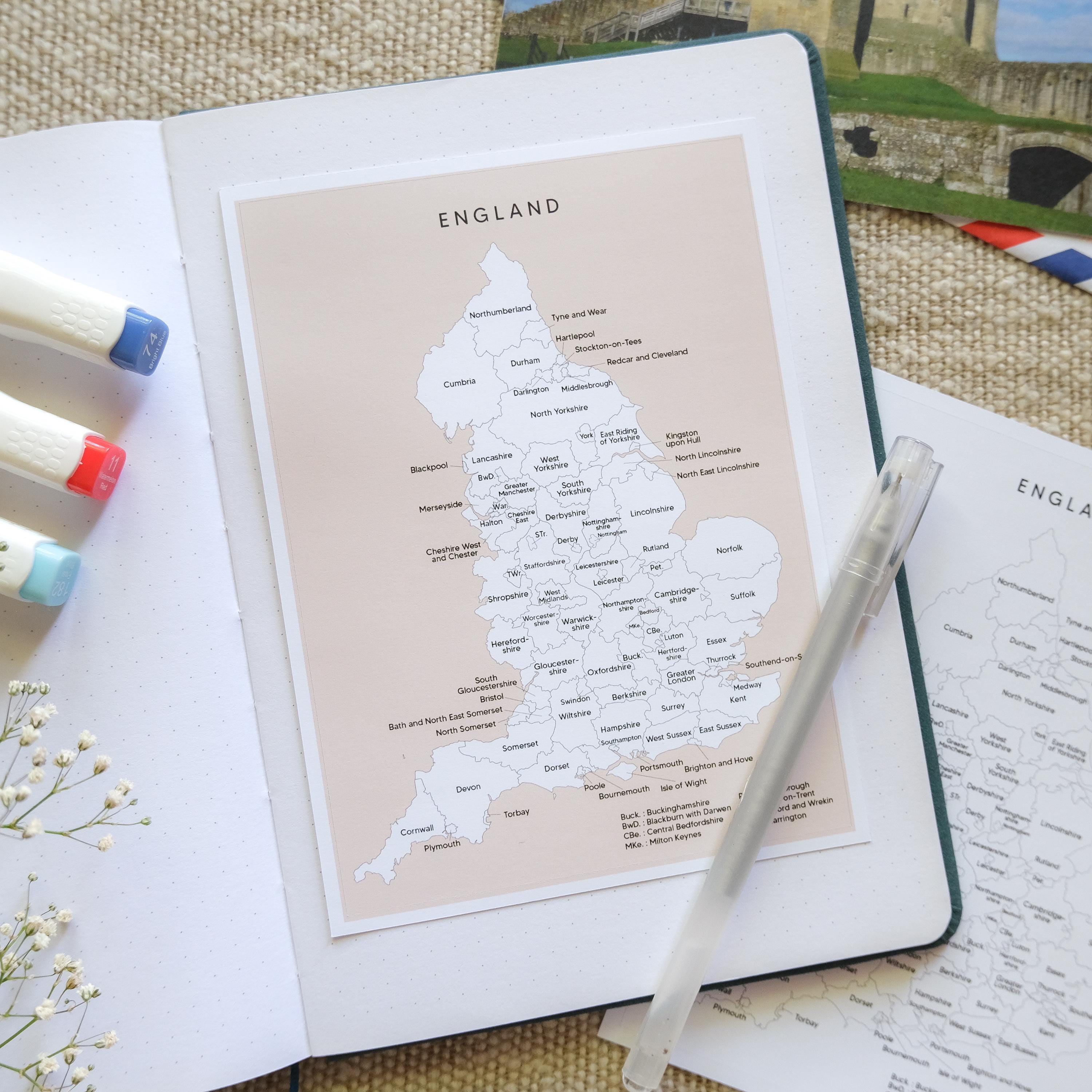 English Counties Map - Etsy UK
