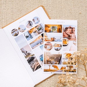 VanLife - reisdagboekstickers, stickervel camper, avontuurstickers, roadtripstickers, levensstickers voor Bullet Journal