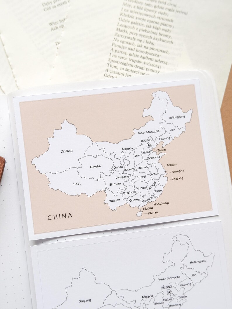 China Map With Provinces Sticker | Black White China Map | China ...