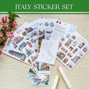 Set di adesivi Italia, adesivi da viaggio Roma Venezia, adesivi italiani, adesivi mediterranei, adesivi dei monumenti italiani, regalo per gli amanti dei viaggi