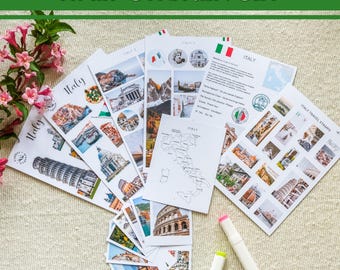 Italy Sticker Set, Rome Venice Travel Stickers, Italian Stickers, Mediterranean Stickers, Italy Landmark Stickers, Gift for Travel Lover