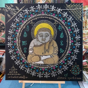 Tkanina Buddy Phra Sangajai Yant: tajski amulet bogactwa, ręcznie błogosławiony