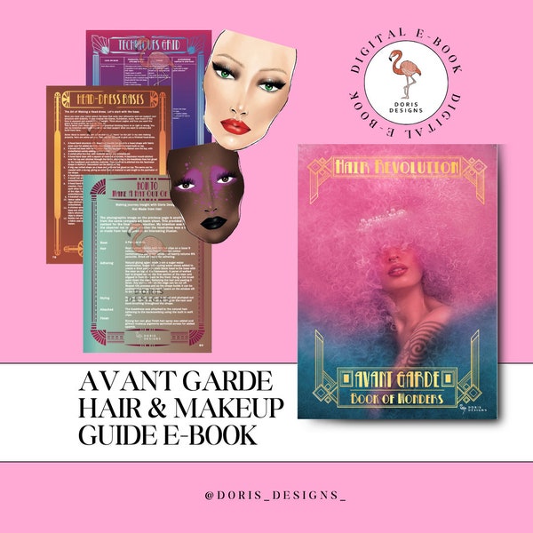 Guide avant-gardiste coiffure et maquillage E-Book | Guide de coiffure | Tutoriel maquillage | Guide de coiffure | Guide de style théâtral | Graphique du visage