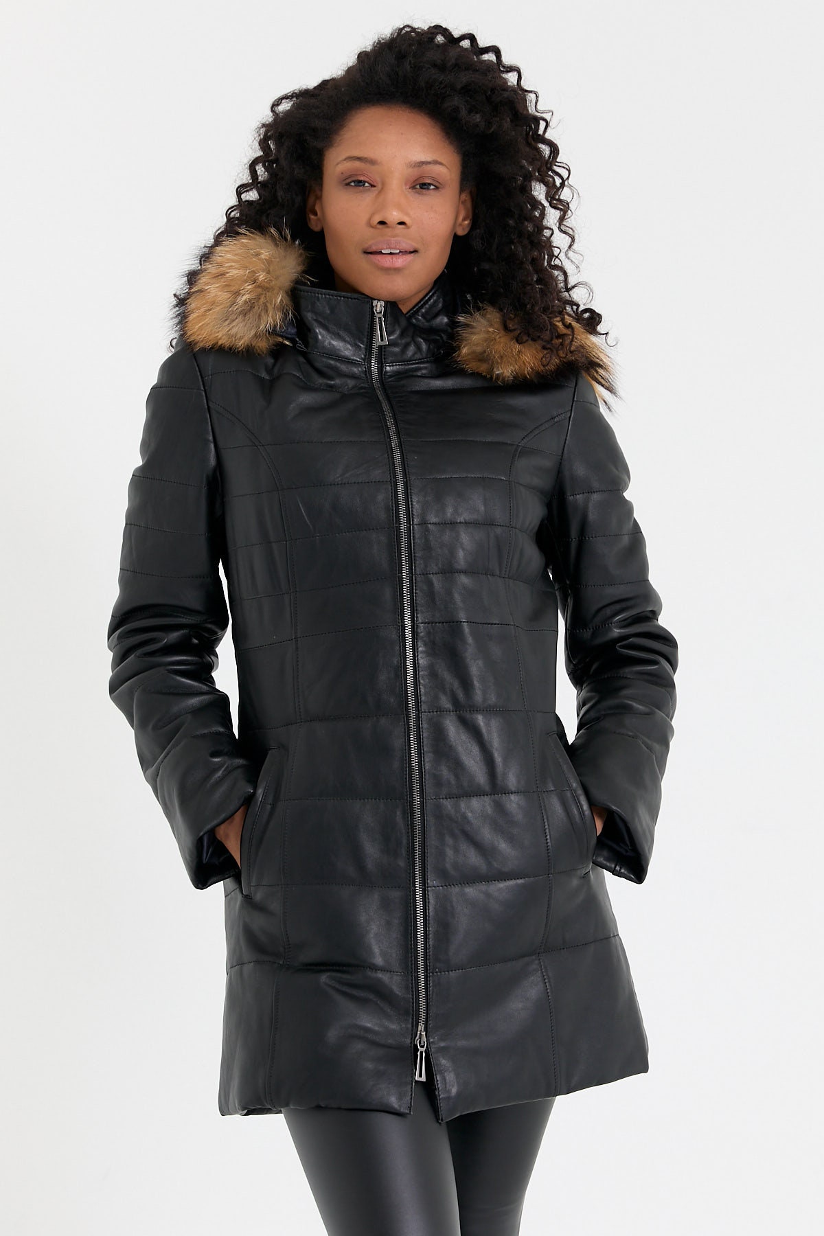 Black Women's Lambskin Leather Down Coat Real Leather - Etsy