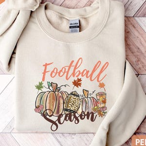 Comfort Colors Football Season Sweatshirt, Fall Pumpkin Leopard Shirt, Retro Game Day Apparel, Cute Football Mom Gift, Autumn Tailgate Tee