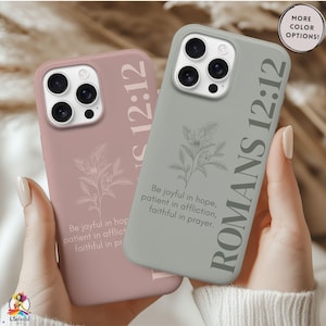 Romans 12:12 Bible Verse MagSafe iPhone Case, Floral Christian Scripture Cover, Pastel Faith Gift For iPhone 17 16 15 14 13 Pro Max