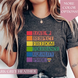 Pride Love Respect Freedom Tolerance Equality TShirt, Ride Rainbow Shirt, Pride Month Gift, Pansexual Pride Tee, LGBTQ Support, LGBTQ Gift