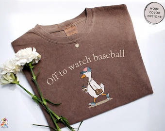 Comfort Colors® Off To Watch Baseball Goose Shirt, Funny Goose Game Day Tee, Retro Baseball Mom Shirt, Sports Fan Gift For Baseball Mama