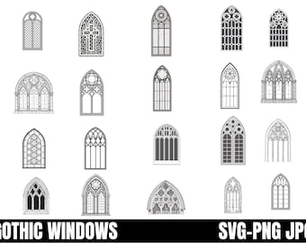 Gothic Windows SVG Bundle: Clipart, Cut Files (Digital Download)