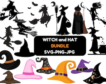 Hexe SVG Bundle: Halloween Clipart, Cricut Silhouette (digitaler Download)