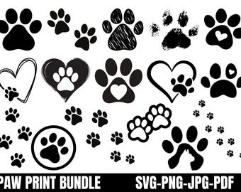 Paquete SVG de huellas de perro: Archivos de corte de huellas de animales (descarga digital)