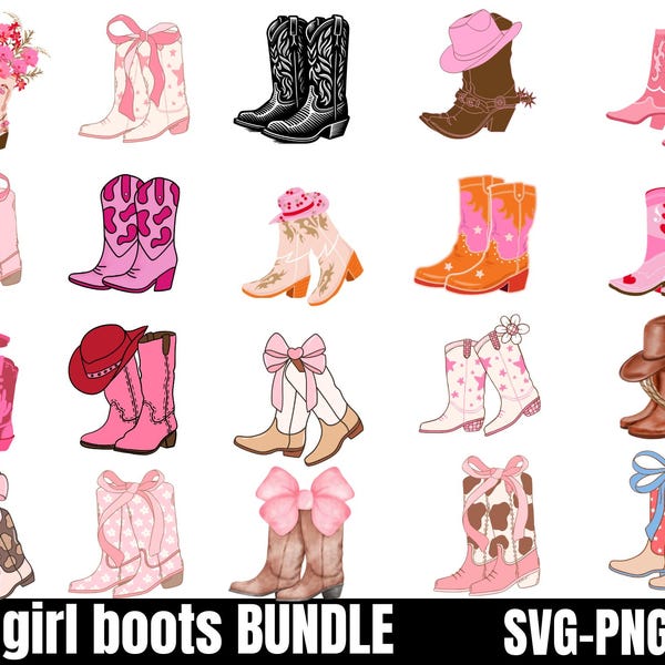 Cowgirl Boots SVG Bundle: Western Clipart (Digital File)