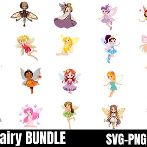 Fairy clipart-bundel: Cartoon silhouet SVG PNG JPG (digitale download)