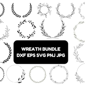 Floral Wreath SVG Bundle: Laurel, Heart, Circle Frames (Digital Download)