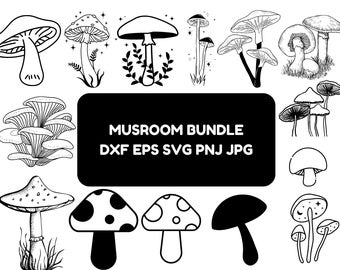 Pacchetto SVG di funghi mistici: disegni floreali boho (download digitale)