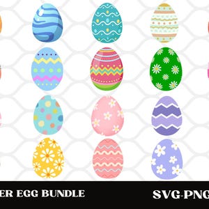 Easter Egg Bundle SVG Files | Easter 2025 Cut Files | Easter Egg Silhouette Vector Files | Happy Easter Vector | Cute Easter Egg Clip Art