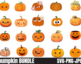 Pumpkin SVG Bundle: Fall Clipart, Cutting Files (Digital Download)
