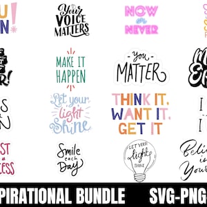 Inspirational Svg Bundle, Motivational Svg Bundle, Inspirational Quotes Svg, Self Love Svg, Kind Svg, Faith Svg, You Matter Svg,Svg Cut File