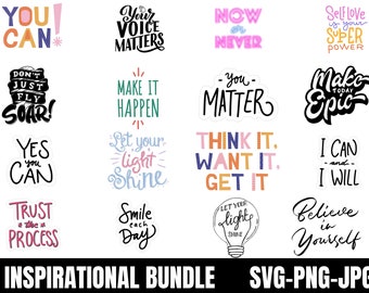 Inspirational Svg Bundle, Motivational Svg Bundle, Inspirational Quotes Svg, Self Love Svg, Kind Svg, Faith Svg, You Matter Svg,Svg Cut File