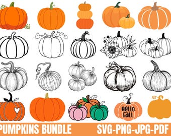 Fall Pumpkin SVG Bundle: Cutting Files for Cricut, Silhouette (Digital Download)