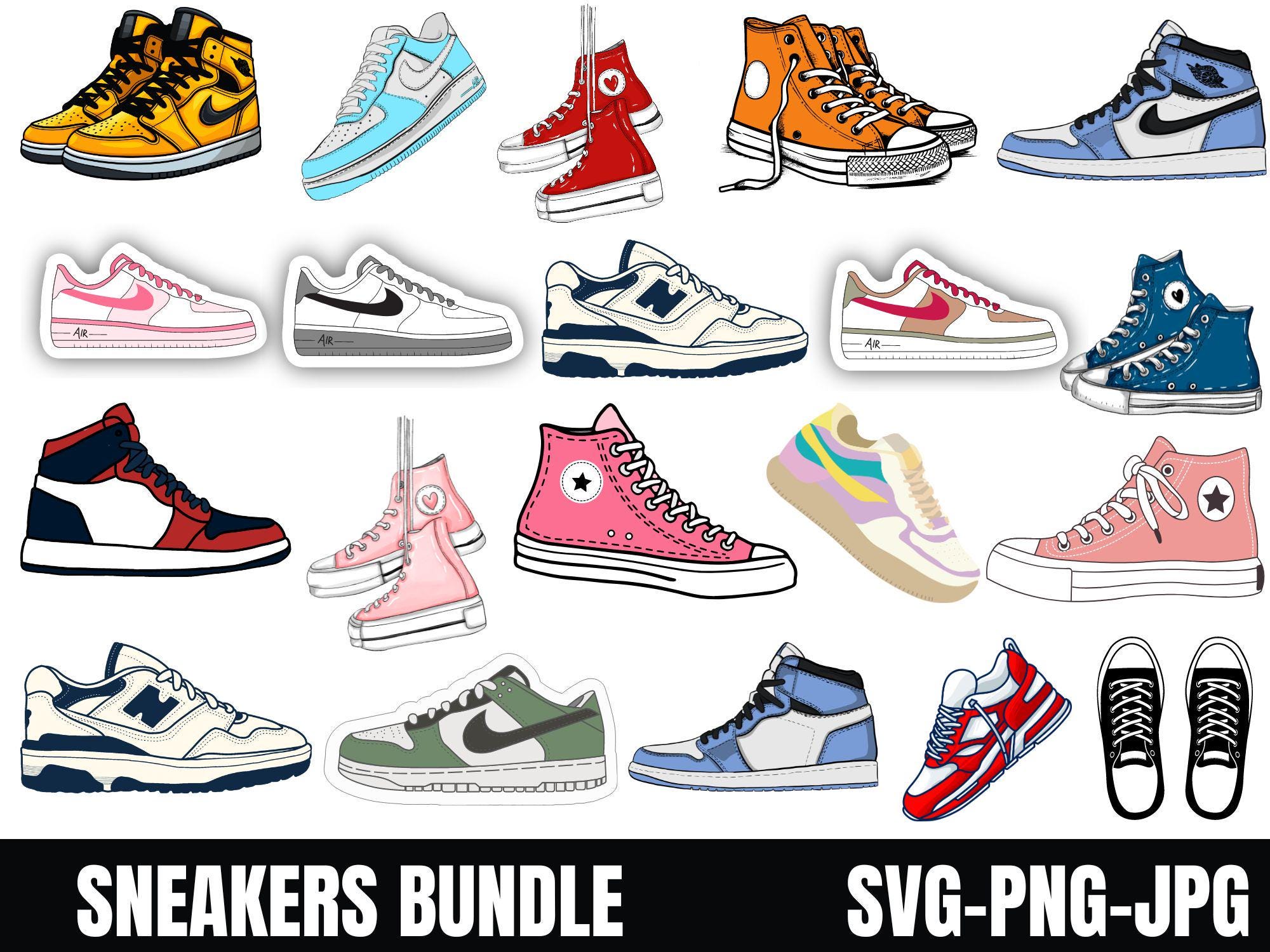Sneaker Cut-Datei, Sneaker Clipart, Silhouette, Cricut, persönliche und kommerzielle Nutzung, Luft, INSTANT Download, DIGITALE Datei