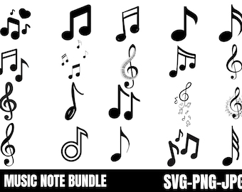 Music Notes SVG Bundle: Guitar, Marching Band, Music Key (Cut File)