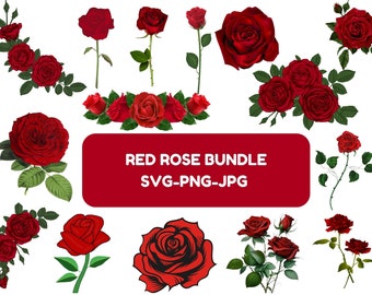 ROSE SVG FILE, Rose Svg Bundle, Roses Svg, Rose Clipart, Flower Svg, Roses Template Svg, Rose Bouquet Svg, Red Rose Svg, Rose Png, Vector