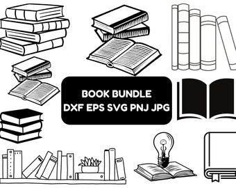 Books SVG Cut Files: Book Silhouette, Stack of Books (Digital Download)