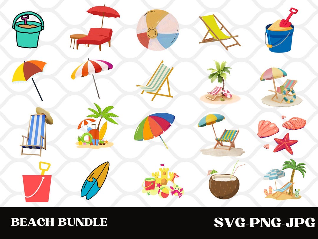 Beach SVG Bundle: Summer Clipart, Cricut Cut Files (digital Download ...