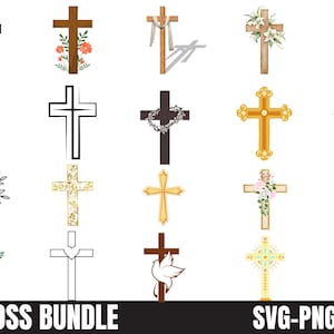 Christian Cross SVG Bundle: Cut Files, Clip Art (Digital Download)
