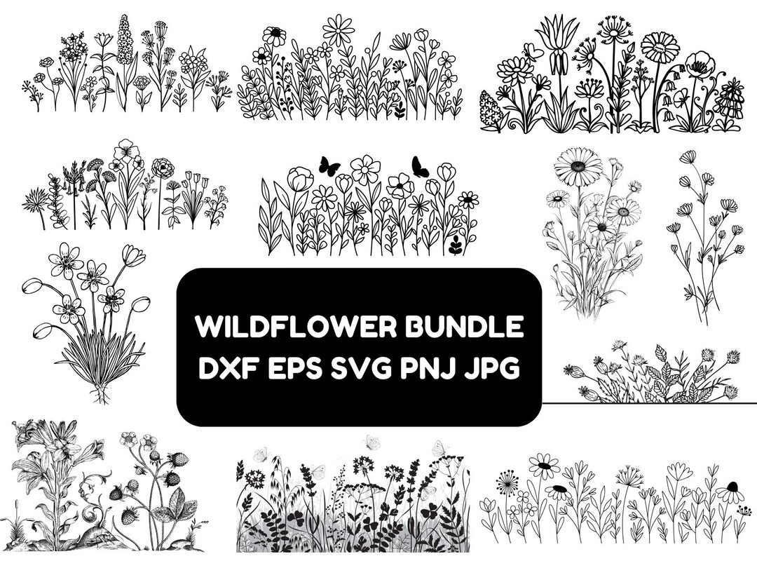 100 Wildflower Svg Bundle Flower Svg Floral Svg Bundle Wildflower Svg ...