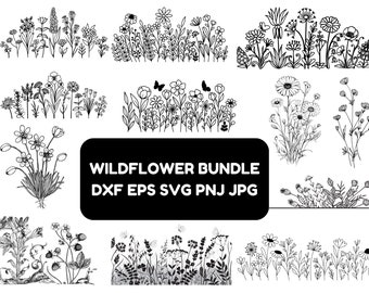 100 Wildblumen SVG Bundle: Floral Botanische Clipart (digitaler Download)