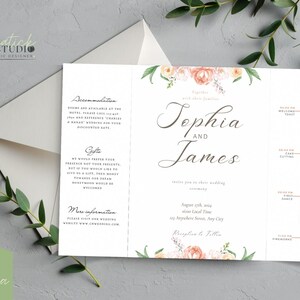 Wedding Invitation Suite, Wildflower Wedding Invitation, Printable Wedding Invite, Instant Download, Edit with TEMPLATE