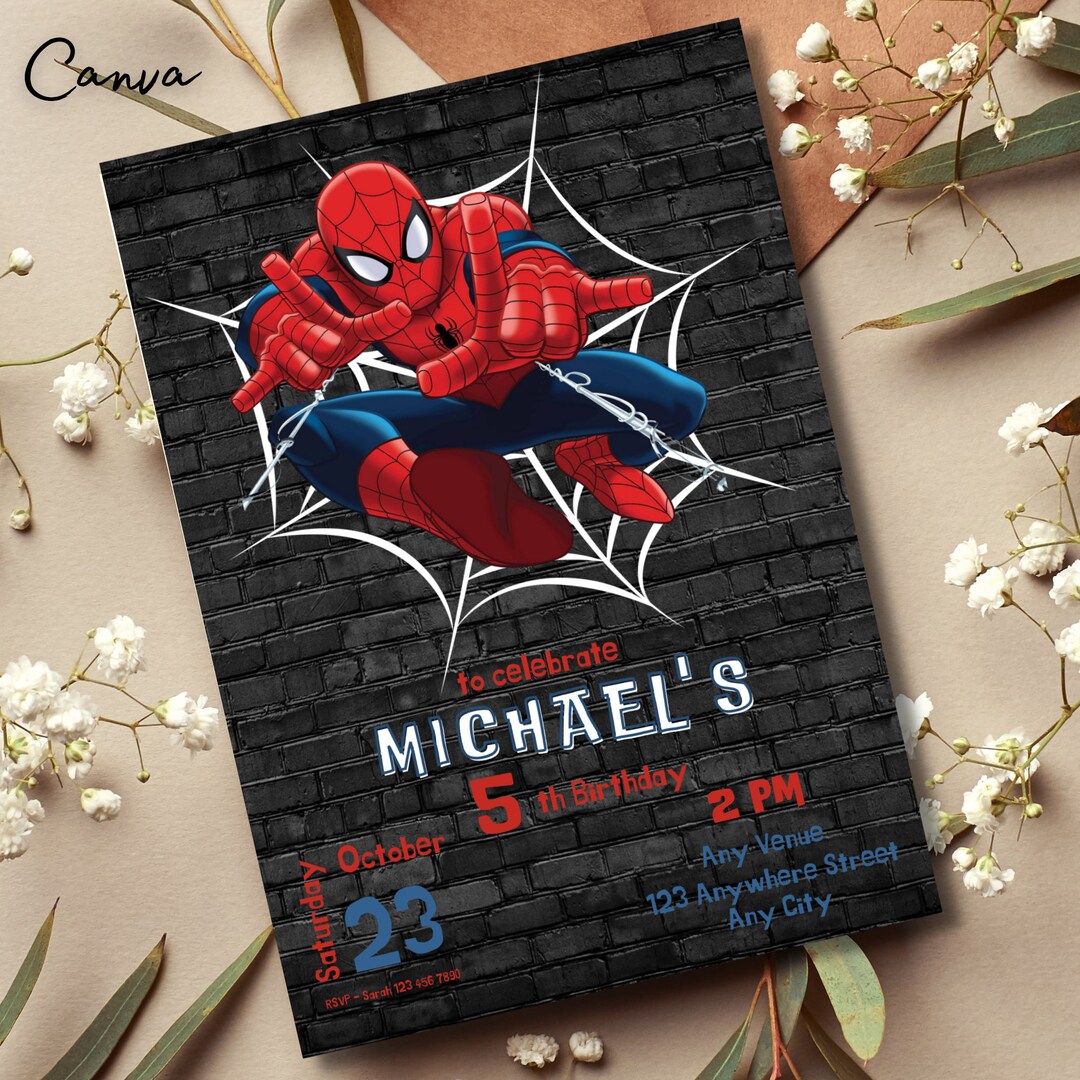Editable Spiderman Birthday Party Invitation, Printable Editable Instant Digital Download ...