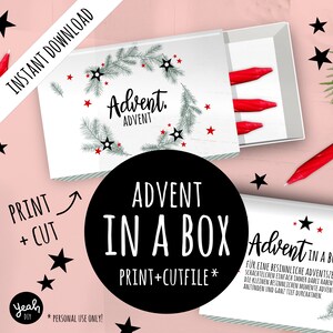 Adviento en una caja - Corona de Adviento simple abeto - caja pequeña para vela de Adviento - Instrucciones simples para manualidades (imprimir plantilla PDF+PNG)