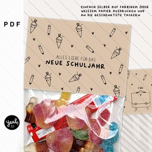 PDF All the best for the new school year - Print template bag flap bag closure gift bag packaging bag gift bag folding card