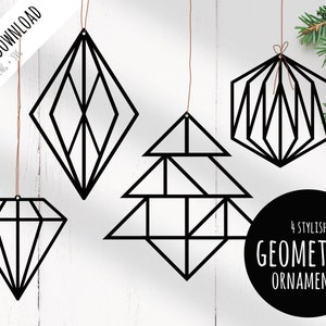Geometryczna dekoracja drzewa jako szablon do cięcia papieru, plik do druku/plotera (SVG + PNG) maszyna do cięcia Cricut, sylwetka, kamea, clipart