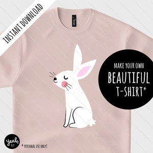 Bunny + Branch Easter Illustration: Print- Plotter File (SVG + PNG) Machine de découpe de papier Silhouette Cameo/Cricut Machine de découpe et imprimante.