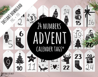24 CHRISTMAS CALENDAR TAGS BLACK 24 CHRISTMAS CALENDAR TAGS BLACK