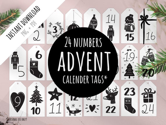 24 CHRISTMAS CALENDAR TAGS BLACK 24 CHRISTMAS CALENDAR TAGS BLACK