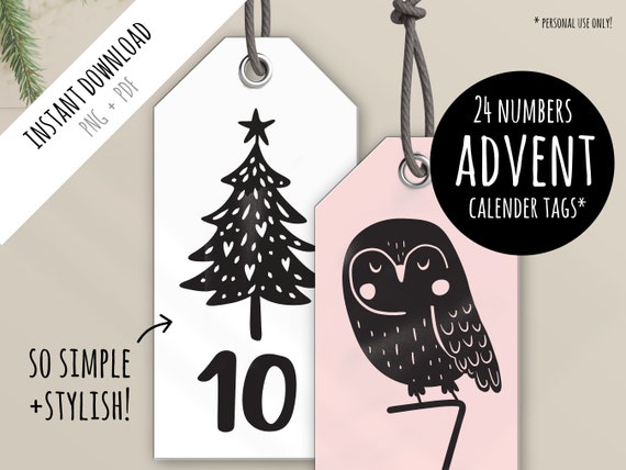 24 CHRISTMAS CALENDAR TAGS BLACK 24 CHRISTMAS CALENDAR TAGS BLACK