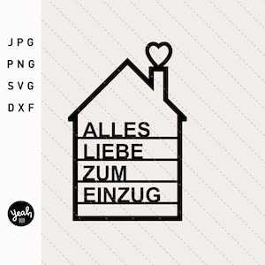 Huis hart PLOTTER BESTAND "Happy Moving In" Download huis huis hart Plot bestand Lasercut huizen sjabloon Papercut lettertype cadeau