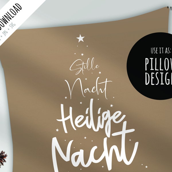 Typo Tannenbaum Weihnachten - Stille Nacht Heilige Nacht - Clipart (svg png jpg) Vorlage Lettering Illustration Grafik: Druck- Plotterdatei