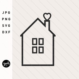 Huis hart PLOTTER BESTAND DIGITALE stijlvolle vector tekening huis huis hart plot bestand laser gesneden huizen sjabloon papercut png svg dxf jpg