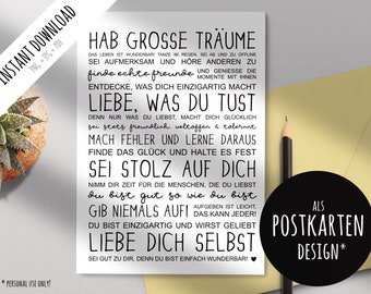 Miej wielkie marzenia - Pozytywne powiedzenia / plakat z motywującą afirmacją - prezent osobisty - do pobrania w wersji drukowanej