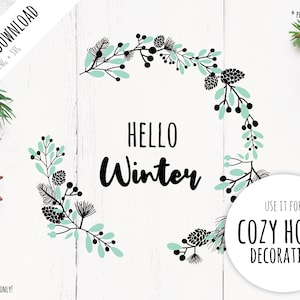 Leaves and cones wreath for winter or autumn: print and plotter file (SVG+PNG) for Cricut / Silhouette / Cameo Papercut + printer.
