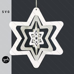 3D Stern Muster: PLOTTER DATEI DIGITAL Winter Dekoration Anhänger Papier Basteln Christbaumschmuck Fensterdekoration Silhouette Cricut Joy