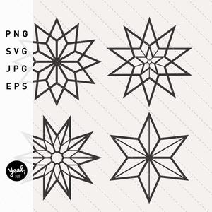 4 étoiles minimalistes : modèle pour machine de découpe de fichiers d’impression/traceur découpée en papier Cricut Silhouette, Cameo papercut clipart skandi