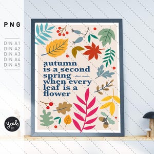 Autumn is spring - Wandkunst Artprint Poster Postkarte Raum Ästhetik, Zitat Affirmationsposter Herbst Rente Druckdatei Download PNG